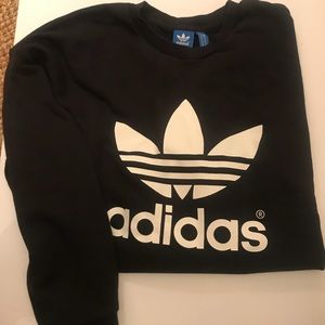 Adidas black crewneck sweatshirt white logo size S